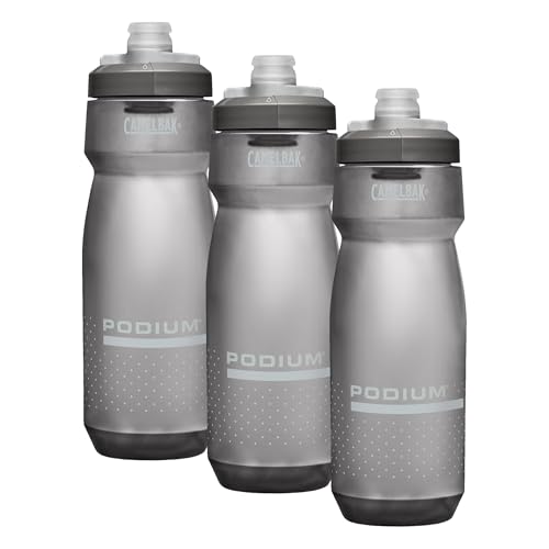 Image of CamelBak Podium Bike Squeeze Water Bottle, High Flow Easy Squeeze Design for Cycling Performance, 24oz, Smoke (Pack of 3)