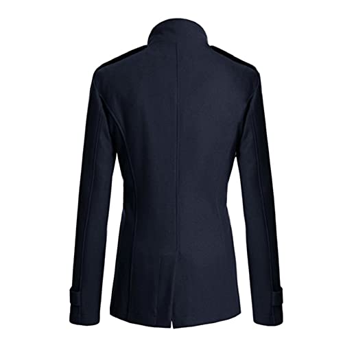 Image of Lu's Chic Men's Double Breasted Coat Korean Trenchcoat Fashion Dress Jacket Slim Fit Business Casual