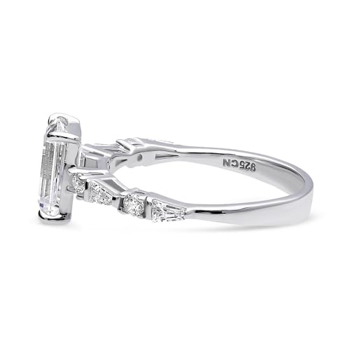 BERRICLE Sterling Silver Solitaire Art Deco Engagement Rings for Women, 1.7 Carat Step Emerald Cut Cubic Zirconia CZ Ring3