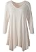 LARACE Womens V-Neck Plain Swing Tunic Top Casual T Shirt(1X, Beige)