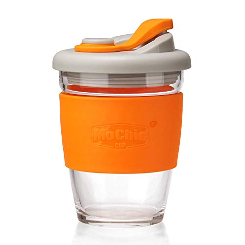 MOCHIC CUP Reusable Glass Coffee Travel Mug with Lid and Non-slip Sleeve Dishwasher