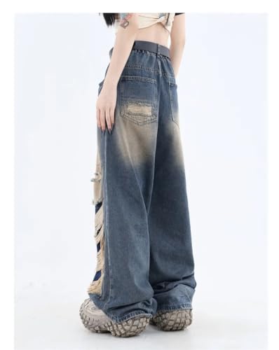 Women's Gothic Ripped Jeans High Waist Hip-Hop Vintage Y2k Denim Pants Oversize Harajuku Beggy Wide Leg Jeans2