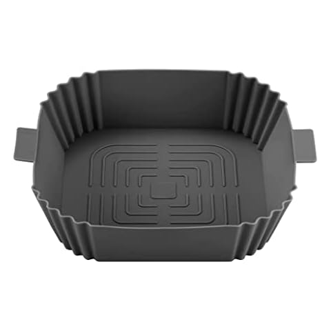 Air Fryer Silicone Liners - Square Shape Air Fryer Baskets 7.7 inches wide - Fit for all 4 to 7 qt size Air Fryers - Lightweight Heat Resistant and Easy to Clean Reusable Pots Inserts (Dark Grey, 1) Cover