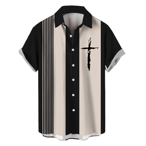Camisas de manga corta para hombre, estampadas, coloridas, cómodas, para hombre, Af, M