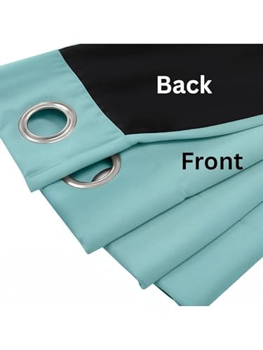 Image of 100% Blackout Curtains for Window 4 Feet| Black Back Coated Fabric | Pack of 2 | Heat & Noise Insulation | Eyelet Curtains forLiving Room & Bedroom |Sky
