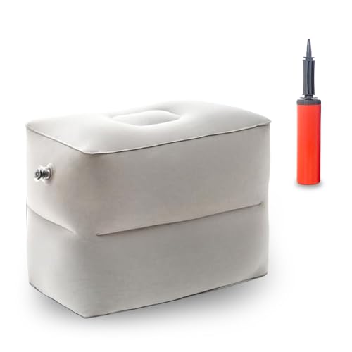 XHNKEG Bandscheibenwürfel Aufblasbar, Stufenlagerungswürfel Kissen zum Beine Hochlagern Aufblasbare Fußstütze Beinhochlagerungskissen mit Pumpe für Büro Zuhause und Jede Reise