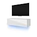 Produktbild Selsey Skylara TV Hängeboard  / TV Schrank, Weiß Matt / Weiß Hochglanz, LED-Beleuchtung in Blau, 140 x 40 x 35 cm