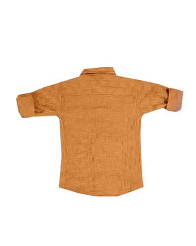 Image of Zilcon Boys Button Down chatai Shirt Long Sleeve Boys Summer Winter Outfits Size 3-16 Years (in, Age, 8 Years, 9 Years, Regular, Orange)