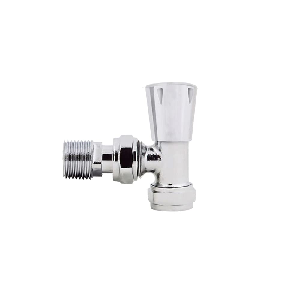 NRG Modern Pair of Angled Manual Valve 15mm Chrome Finish Brass Radiator Valve