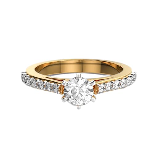Bague moissanite argent 925 et or bague de luxe ronde pour femme LKJR_0481