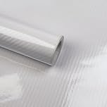 Lypumso 6D Carbon Fiber Vinyl Wrap Roll, Glossy Car Wrap Film Featuring Bubble Free Air Release Technology, Car Moto DIY Interior Exterior Decoration (Carbon Fiber White, 1ft x 10ft)