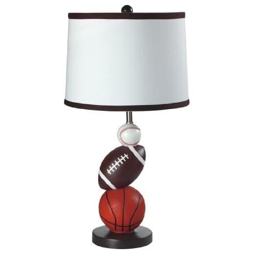 SH Lighting Multi-Sports Table Desk Lamp - 24.5" Tall Great for Sports Themed Rooms, Bedrooms or Kids Rooms (Mixed Sports, 24.5"H)