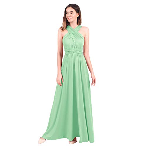 FYMNSI Damen Multiway Langes Abendkleid Hochzeit Brautjungfernkleid Bodenlang Partykleid Cocktailkleid Wickelkleid V-Ausschnitt Rückenfrei Neckholder...