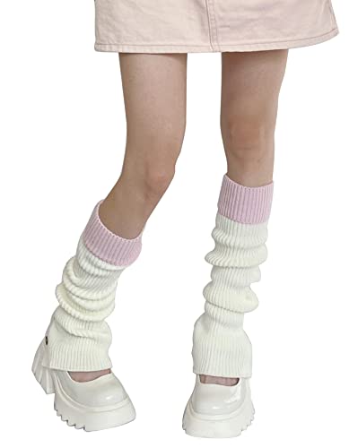 Image of WODECASA Girls Kawaii Leg Warmers Knitted Flared Leg Sleeves Goth Crochet Baggy Cuff Ankle Heap Socks