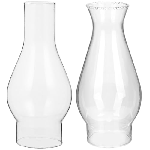 GETAJGHSD 2 pezzi Paralume Lampada Olio in Vetro Trasparente Antivento Ricambio Lampada Petrolio Stile Vintage Protezione Fiamma per Lume Antico