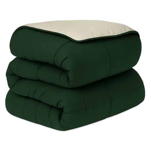 DECASATEXTIL -Edredon Nordico Bicolor Reversible - 400Gr/m2 - Cama 150/160 - Edredon Microfibra – Reversible- Suave, cómodo, Ligero y Transpirable – Verde/Beige 260x240cm