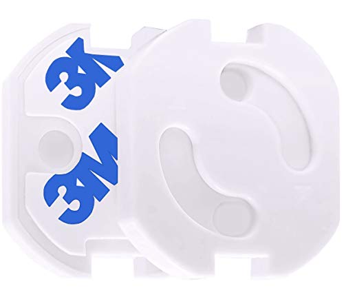 Keroos Kindersicherung für Steckdosen mit Drehmechanik, Steckdosenschutz Steckdosensicherung Baby Kleinkinder 3M Klebepads (10/20 Stück) Cover