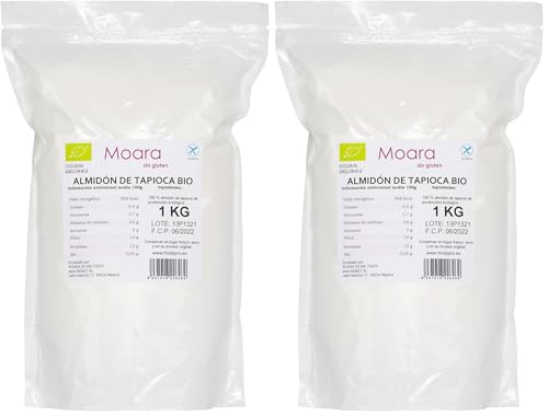 Almidón de tapioca, ecológica y vegana - Fécula de mandioca (1 kg) (Paquete de 2)