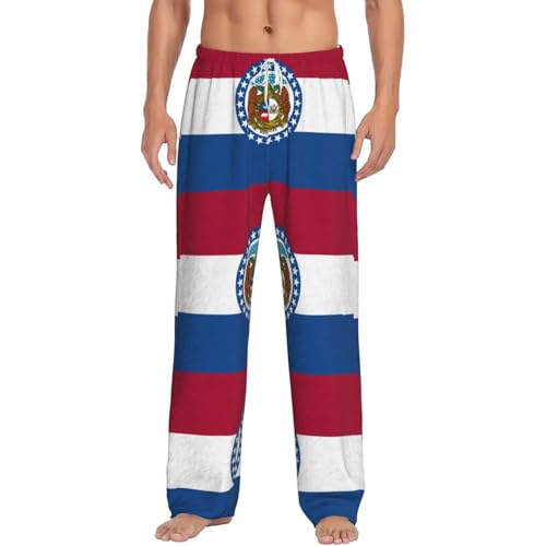 Pantalon de pyjama chaud en flanelle de coton supérieure pour homme avec motif Missouri stylé