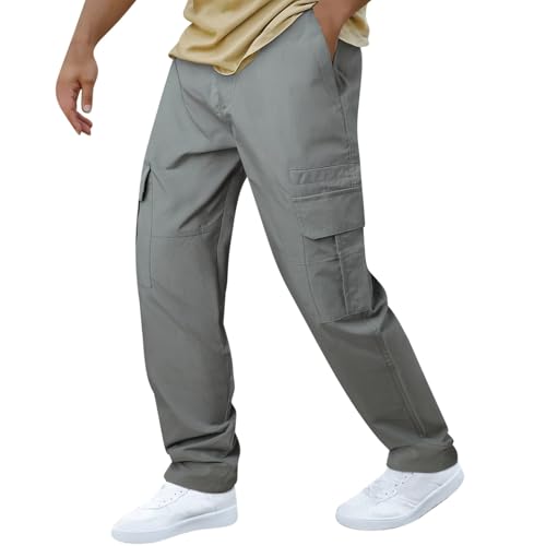 Cargo Pants for Men Casual Solid Color Button Down Trousers Soft Trendy Waterproof Lounge Straight Leg Hiking Clothes