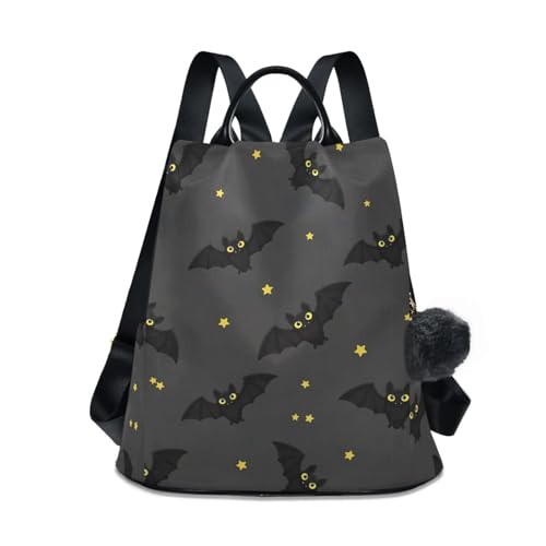 Sac à dos noir chauve-souris jaune étoiles multipoches et antivol de voyage