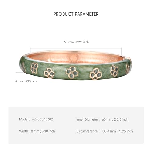 UJOY Vintage Cloisonne Bangle Red Color Golden Flower Enamel Bracelet 2.4'' Spring Hinged Openable Cuffs3