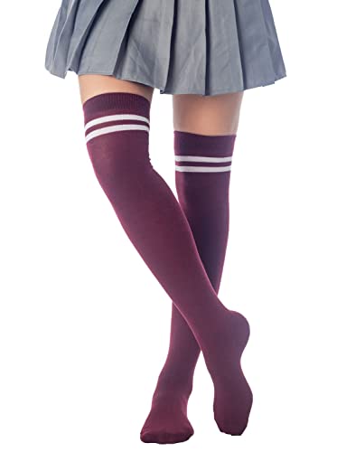 Image of iB-iP Women's Football Style Stripes Sports Thigh High Long Socks