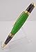 Handmade Sierra Mesa ballpoint pen. Green and white spore acrylic. Trimmed in gunmetal and gold. Twist to open. Black ink.