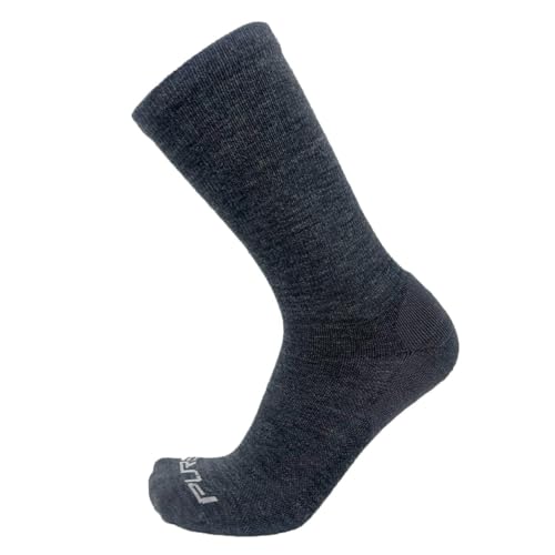 Pure Athlete Alpaca Wool Socks - Made in the USA, Athletic Crew Sock for Running, Hiking, Work, Men and Women, Lightweight (1 Pair - Charcoal, Large)