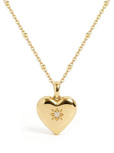 YOUFENG Love Heart Locket Necklace that Holds Pictures Photo Lockets Birthday Gifts Jewelry for Women