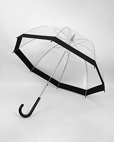 Parquet Clear Bubble Umbrella With Windproof Dome - Transparent Umbrella For Adults (Clear With Black Stripe) #TOP5