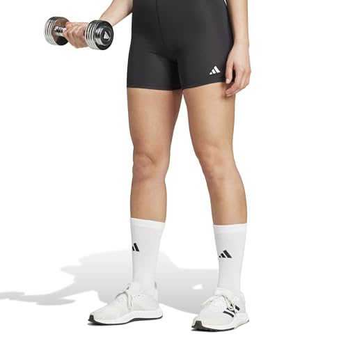 adidas Women's TECHFIT Short Leggings, Black/White, M 4 inch