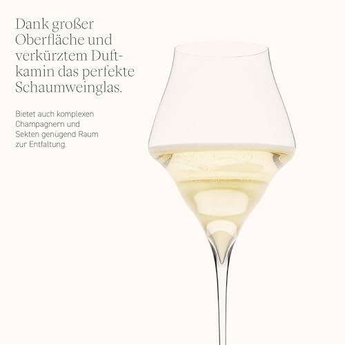 Foto von Josephinenhütte® JOSEPHINE N°4 Champagnergläser [DAS GLAS FÜR GENIESSER] - handgefertigt & mundgeblasen - 6er Set für Champagner - funktionales Design für intensives Aroma