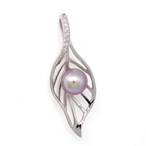 Feuille pendentif perle de culture violine argent 925 le cadeau idéal