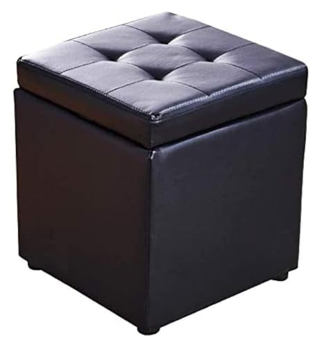 Boîte de rangement simili cuir noir 30x30x35cm avec coffre - 2