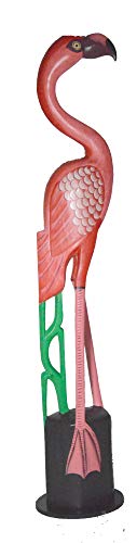 Figura Decorativa Flamenco Rosa Tallado en Madera 99 cm miniatura 3