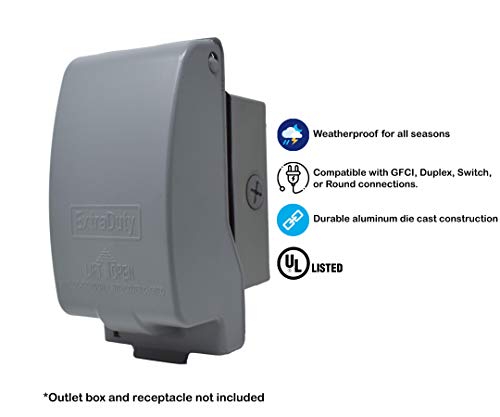 Sealproof 1-Gang Vertical Metal Weatherproof Lockable While In Use Outdoor Outlet Receptacle Cover, 7-In-1 Configurations #TOP1