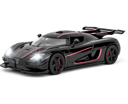 Image of 1:32 Scale Die Cast Sports with Openable Doors Car, Realistic Design for Kids & CollectorsKoenigsegg one Style, Black