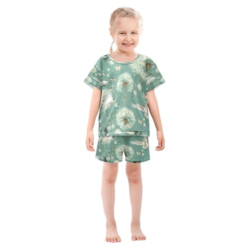 senya Short Sleeve Pajamas Sets Summer Cotton Sleepwear Butterflies Dandelion Seeds3