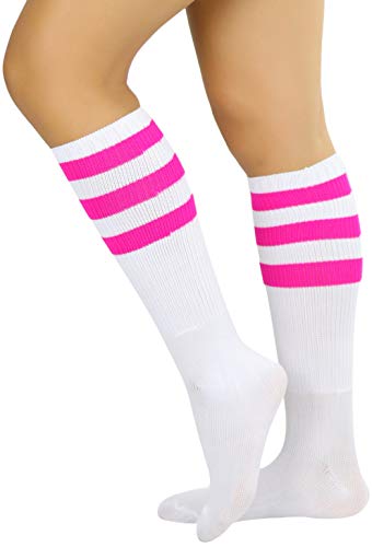 Image of ToBeInStyle Women's Premium Below Knee Athletic Socks w /Contrasting Wide Stripes