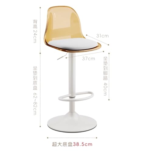 Tabourets de bar pivotants en acrylique transparent réglables pour îlot - 3