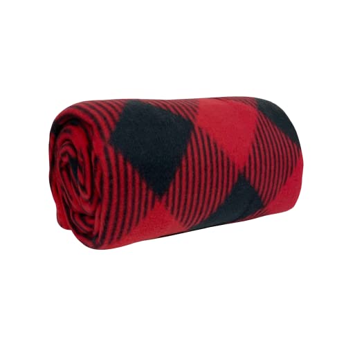Wolf Essentials Cozy-Soft Microfleece Travel Blanket, 50x60 Inch, Lightweight, Compact, Perfect for Airplane and Car, Buffalo Red Check