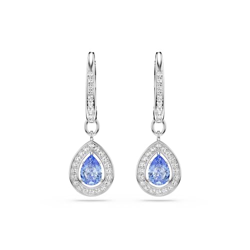 Swarovski Una Drop Earrings, Drop Cut, Blue, Rhodium Finished2