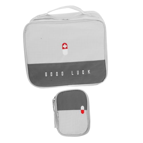 2個 カー用品 手提げバッグ 緊急バッグ 旅行薬バッグ 薬瓶用オーガナイザー 薬用トラベルケース 医療旅行バッグ 薬袋 医療用保存袋 オックスフォード布 Grey