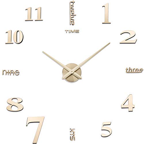 Yolistar Horloge Murale Moderne - Autocollants Miroir - Bricolage - 3D - Décoration Murale silencieuse - Facile à Assembler - pour la Maison, Le Bureau,...