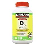 Kirkland Signature Extra Strength Vitamin D3 2000 I.U. 600 Softgels,  Bottle