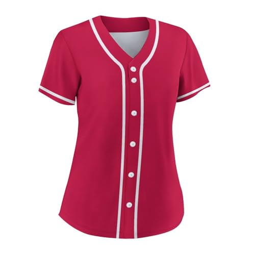 Lalkllo Camisa masculina de beisebol lisa lisa casual abotoada manga curta uniforme esportivo P-2GG,