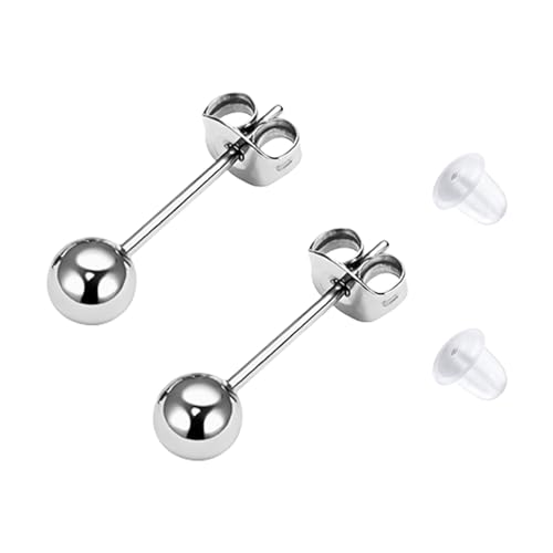 LAURITAMI Boucles d'oreilles en titane Boucles d'oreilles médicales Or Argent 3 mm 4 mm 5 mm 6 mm hypoallergéniques rondes pour oreilles sensibles pour...