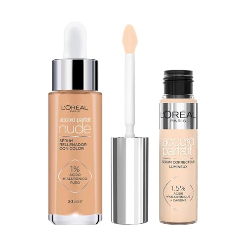 L'Oréal Paris Lote Accord Parfait Sérum con Color tono 2-3 Light + Accord Parfait Corrector Iluminador tono 2R