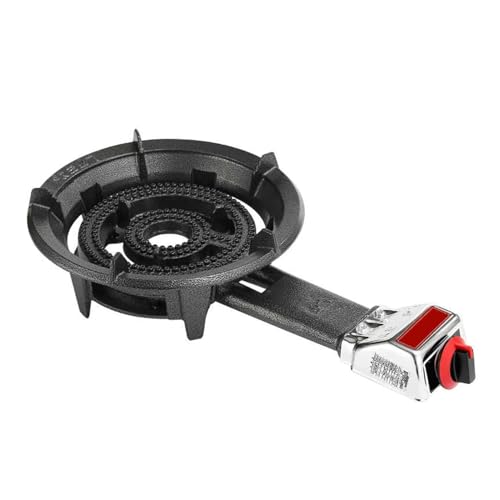 10KW屋内ガスストーブ、シングルバーナーガスクッカー、鋳鉄製ポットラックとフレームアウト保護付き、家庭用の高効率クッキングトップ、キッチンキャンプケータリング用(Lpg,60x14x34cm)